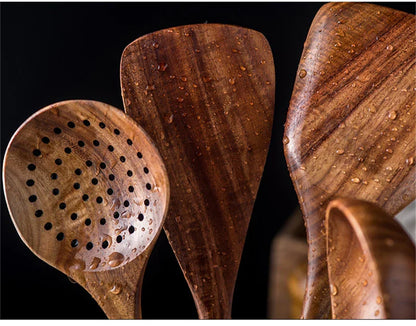 Teak Keukenset 7-Delig Elegante Houten Keukenaccessoires