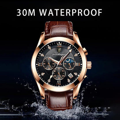 Mannenhorloge Luxe Leerband Staal