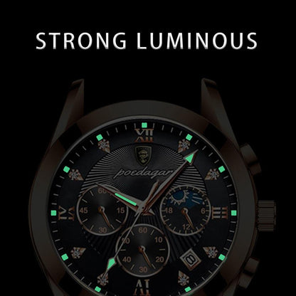 Mannenhorloge Luxe Leerband Staal