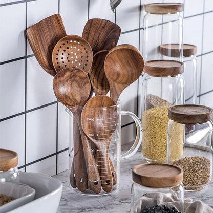 Teak Keukenset 7-Delig Elegante Houten Keukenaccessoires - Velinix