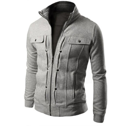 Mannen Zip Up Jasje Met Rechte Kraag
