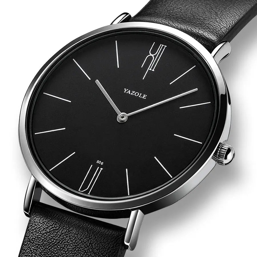 Mannenhorloge – Elegant RVS Horloge 40 mm met Lederen Armband