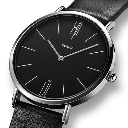 Mannenhorloge – Elegant RVS Horloge 40 mm met Lederen Armband