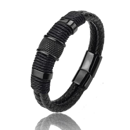 Lederen Herenarmband Bruin met RVS Details Stijlvol en Duurzaam