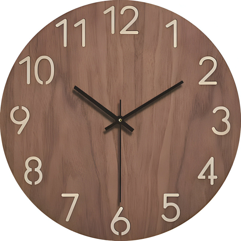 Moderne Houten Wandklok Minimalistisch Design Massief Hout