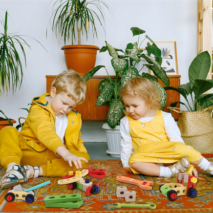 Houten Gereedschapskist Speelgoed Montessori Bouwen en Leer