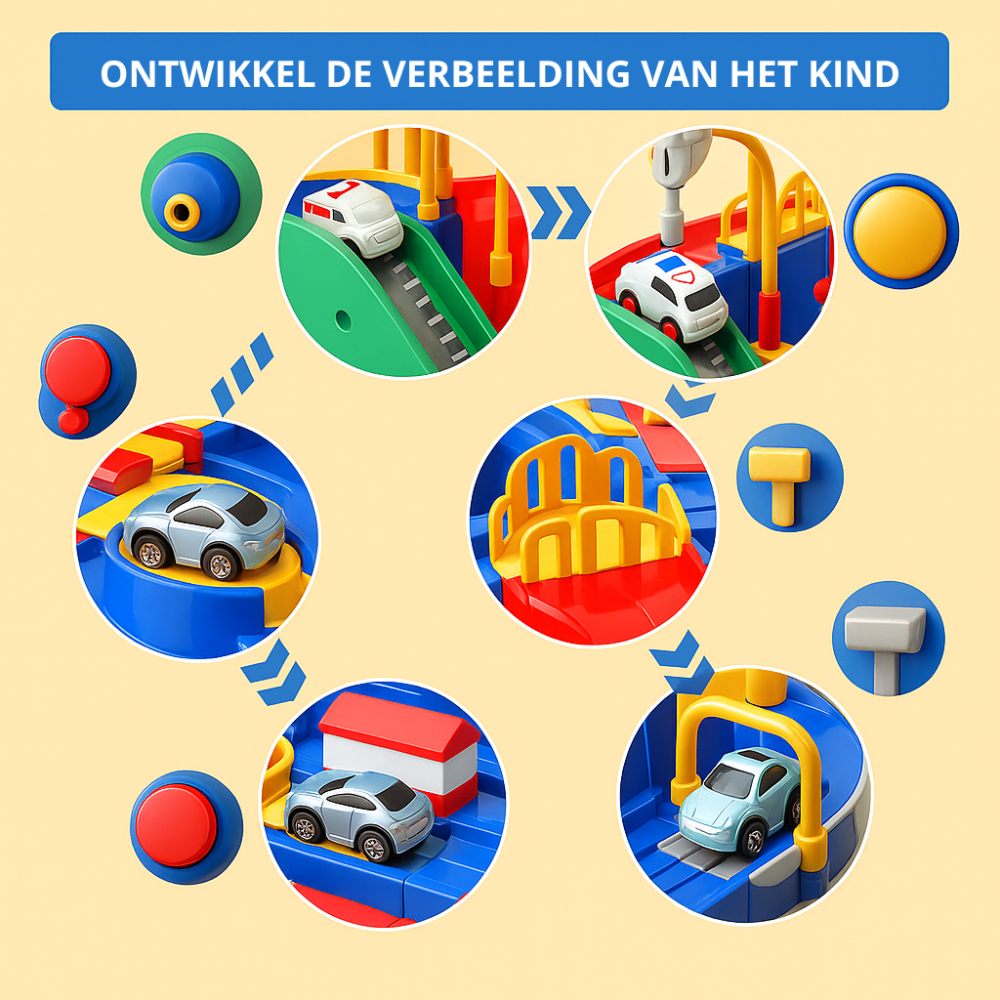 Houten Autobaan Speelgoed Mechanisch Educatief Speelset