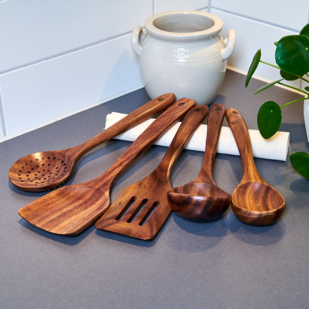 Keukengerei Set van Walnoothout voor Natuurlijk Koken - Velinix