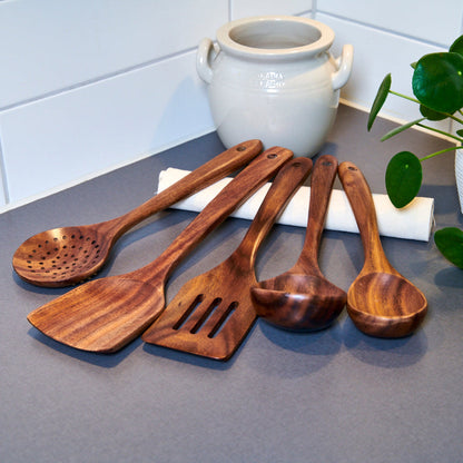 Keukengerei Set van Walnoothout voor Natuurlijk Koken - Velinix