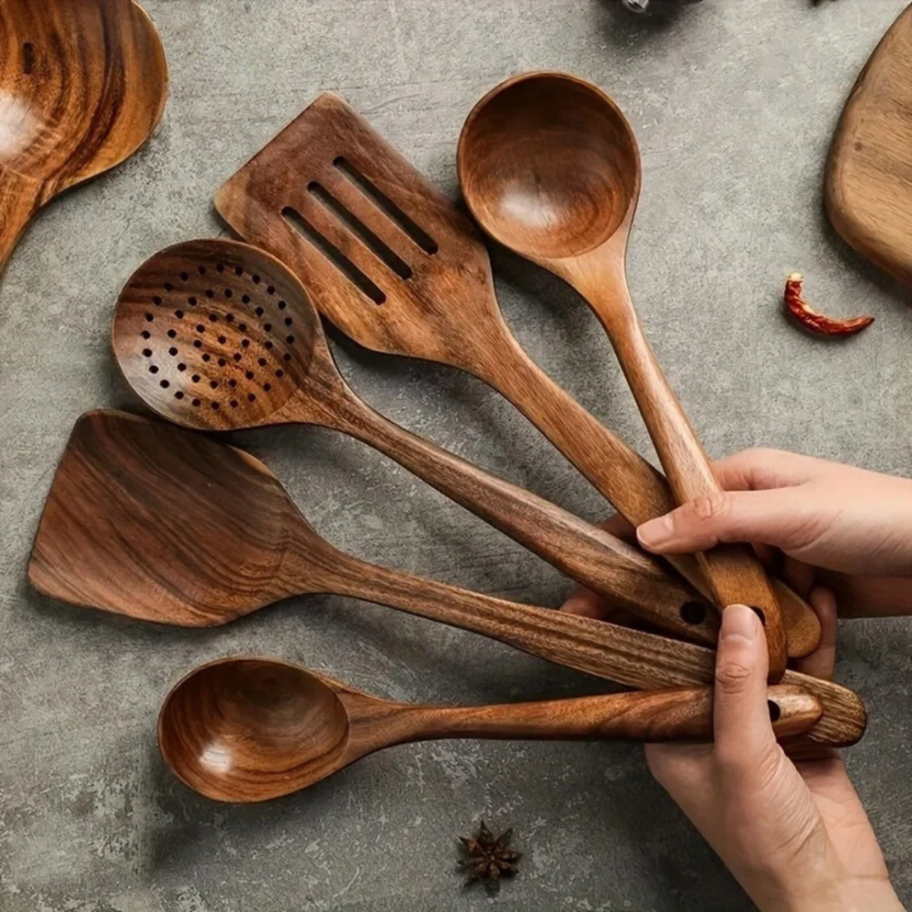 Keukengerei Set van Walnoothout voor Natuurlijk Koken