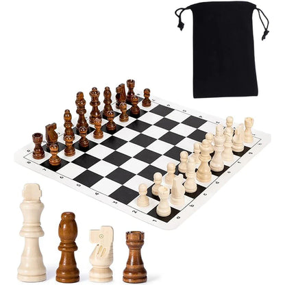 Houten Schaakstukken Set 32-Delig Massief Hout Klassiek Design - Velinix