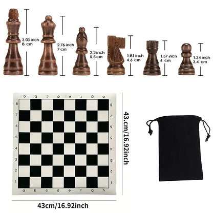 Houten Schaakstukken Set 32-Delig Massief Hout Klassiek Design