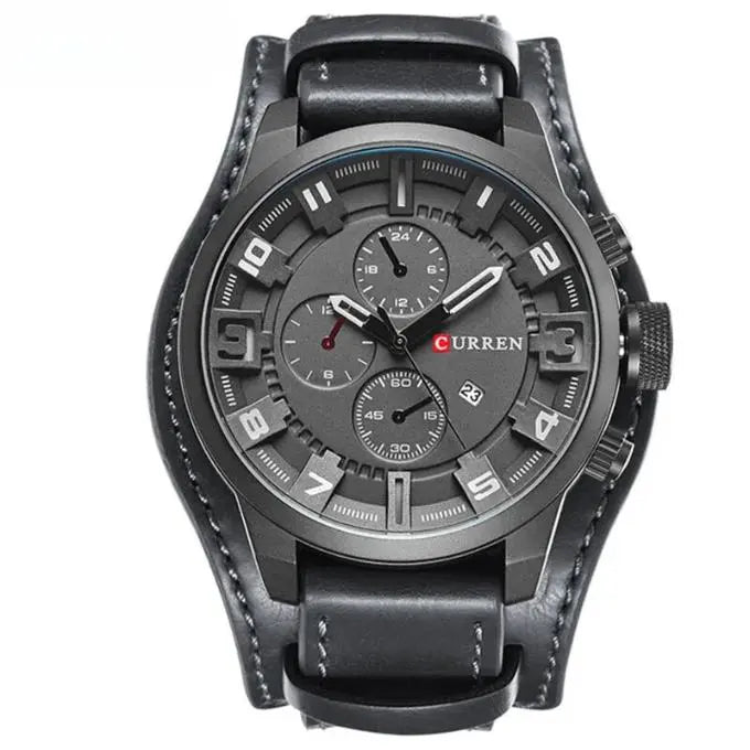 Herenchronograaf Quartz Horloge Leren Band met Stopwatch