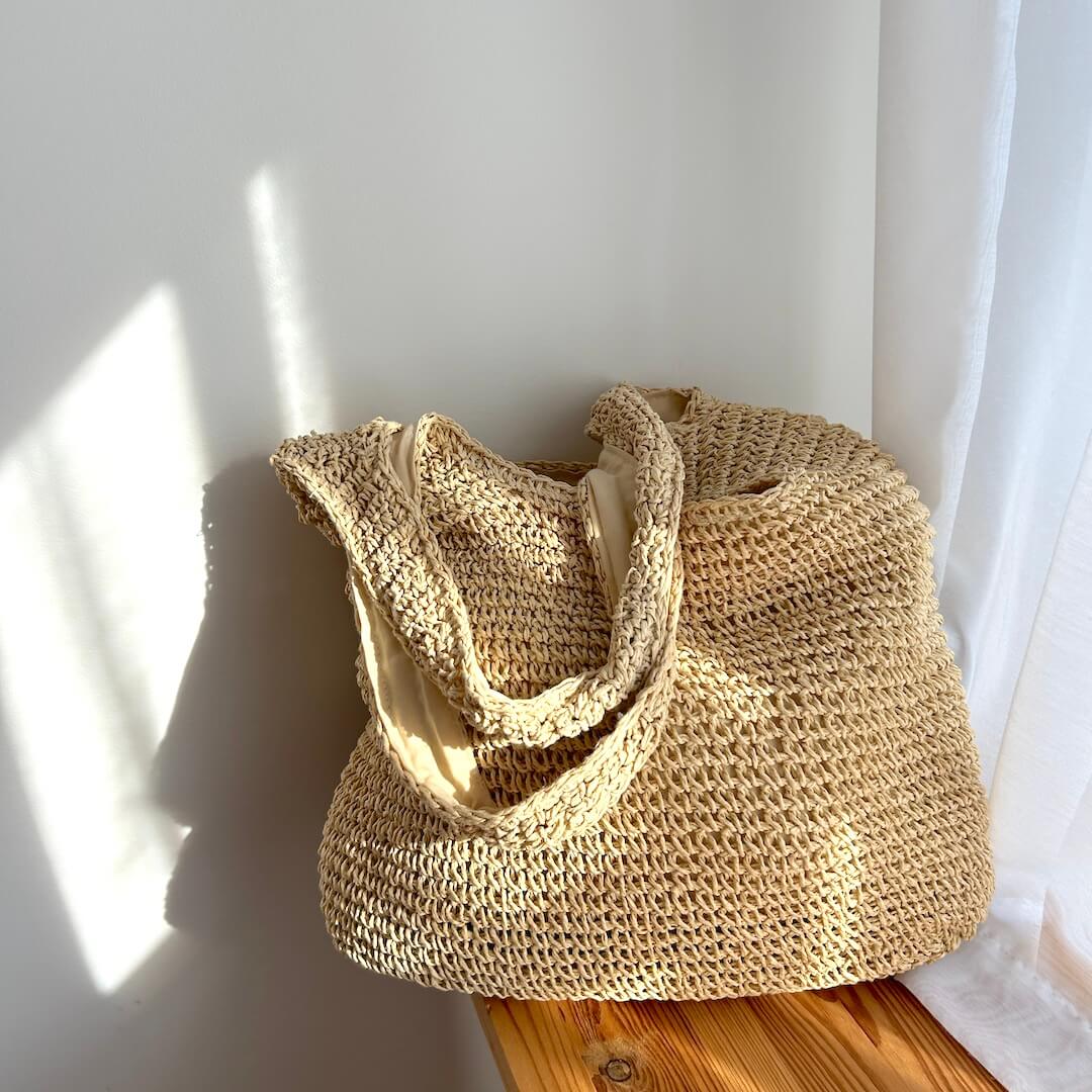 Vrouwen Strandtas Stro Tote Beige Groote Maten Boho Stijl