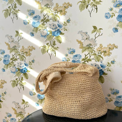 Vrouwen Strandtas Stro Tote Beige Groote Maten Boho Stijl