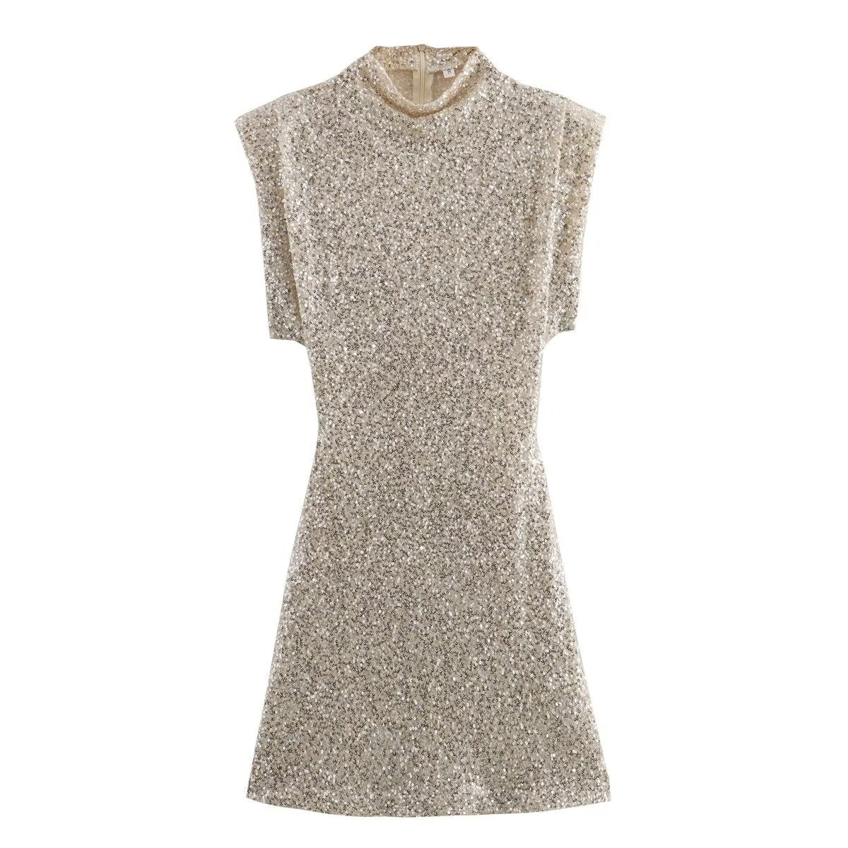 Ina™ – Dames Galajurk met Glitter en Schoudervulling voor Feestelijke Gelegenheden