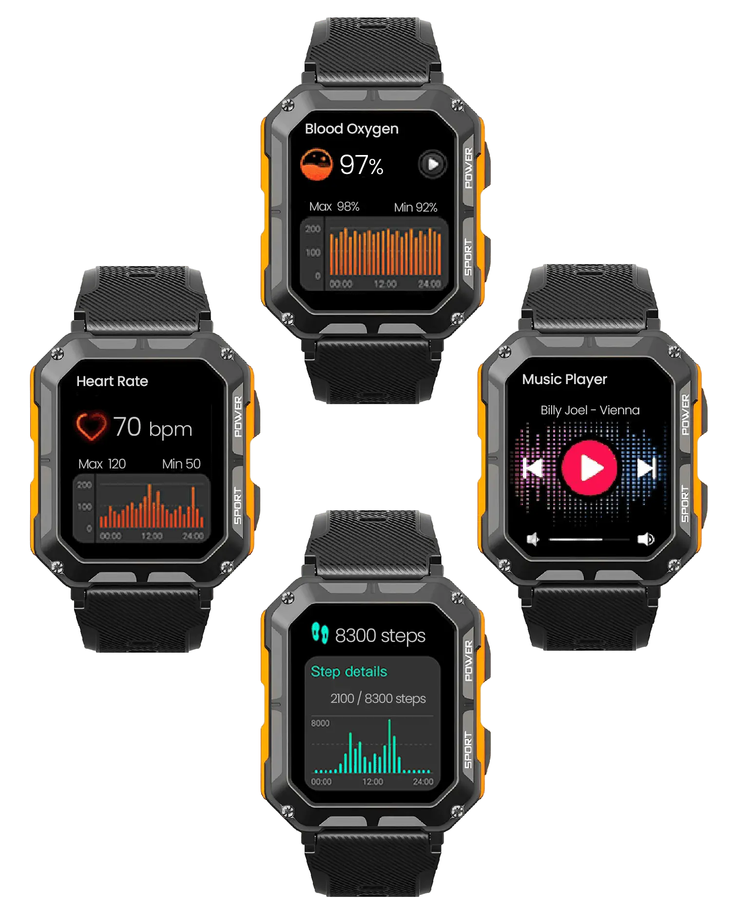 IronWatch - Onverwoestbare outdoor smartwatch voor mannen met lange batterijduur en gezondheidsfuncties 8