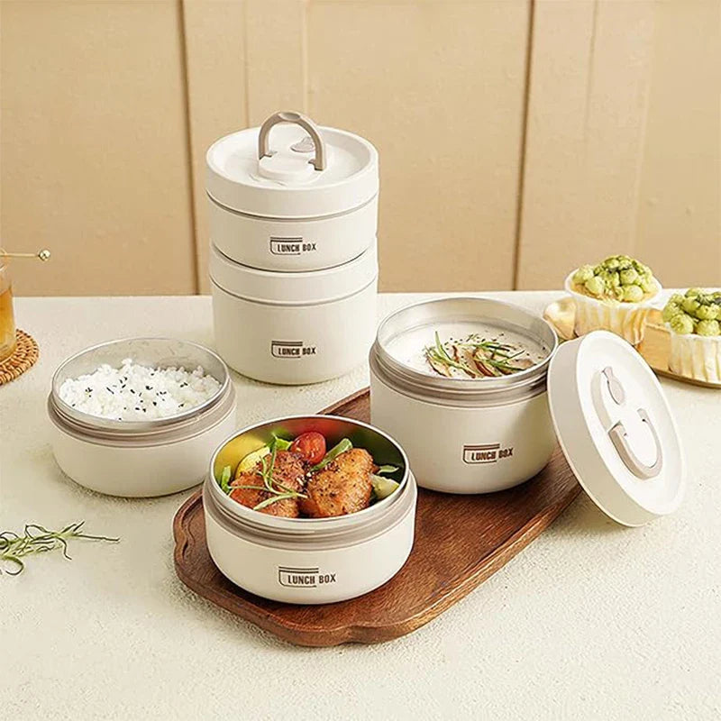 Isolerende Lunchbox Set RVS Stapelbaar voor Werk en Onderweg