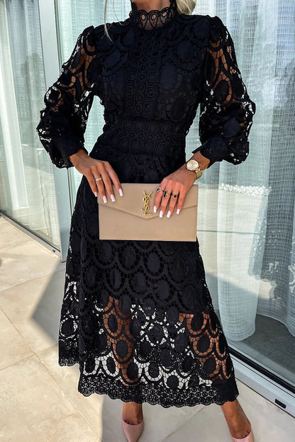 Iza™ – Dames Maxi Jurk met Lange Mouwen Elegante Pasvorm en Luxe Stof