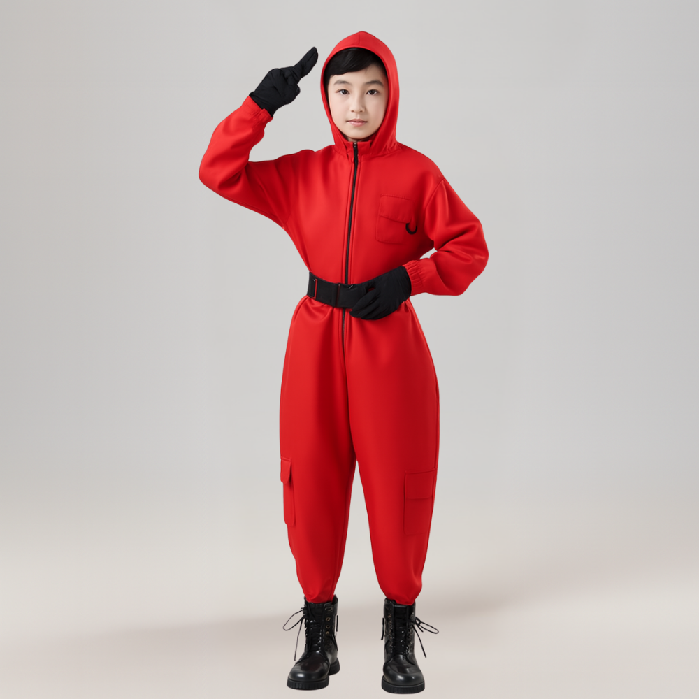 Kinder Jumpsuit Bewaker Kostuum Capuchon Set Polyester