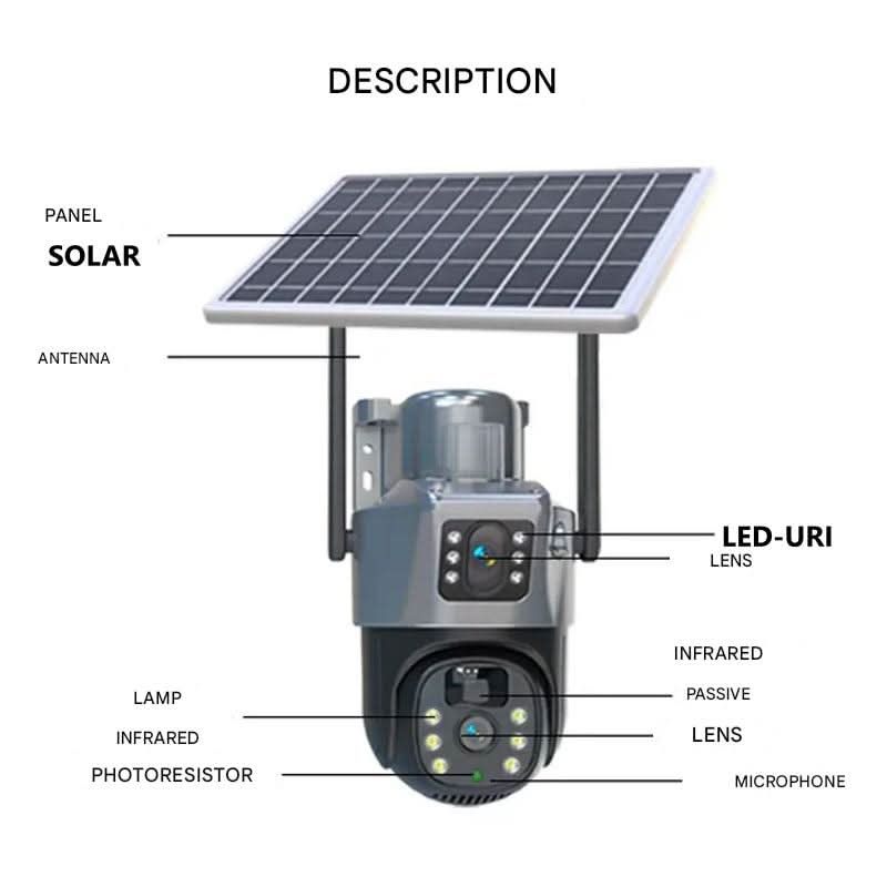 Draadloze Beveiligingscamera 4K met Zonnepaneel en 360° Rondomzicht