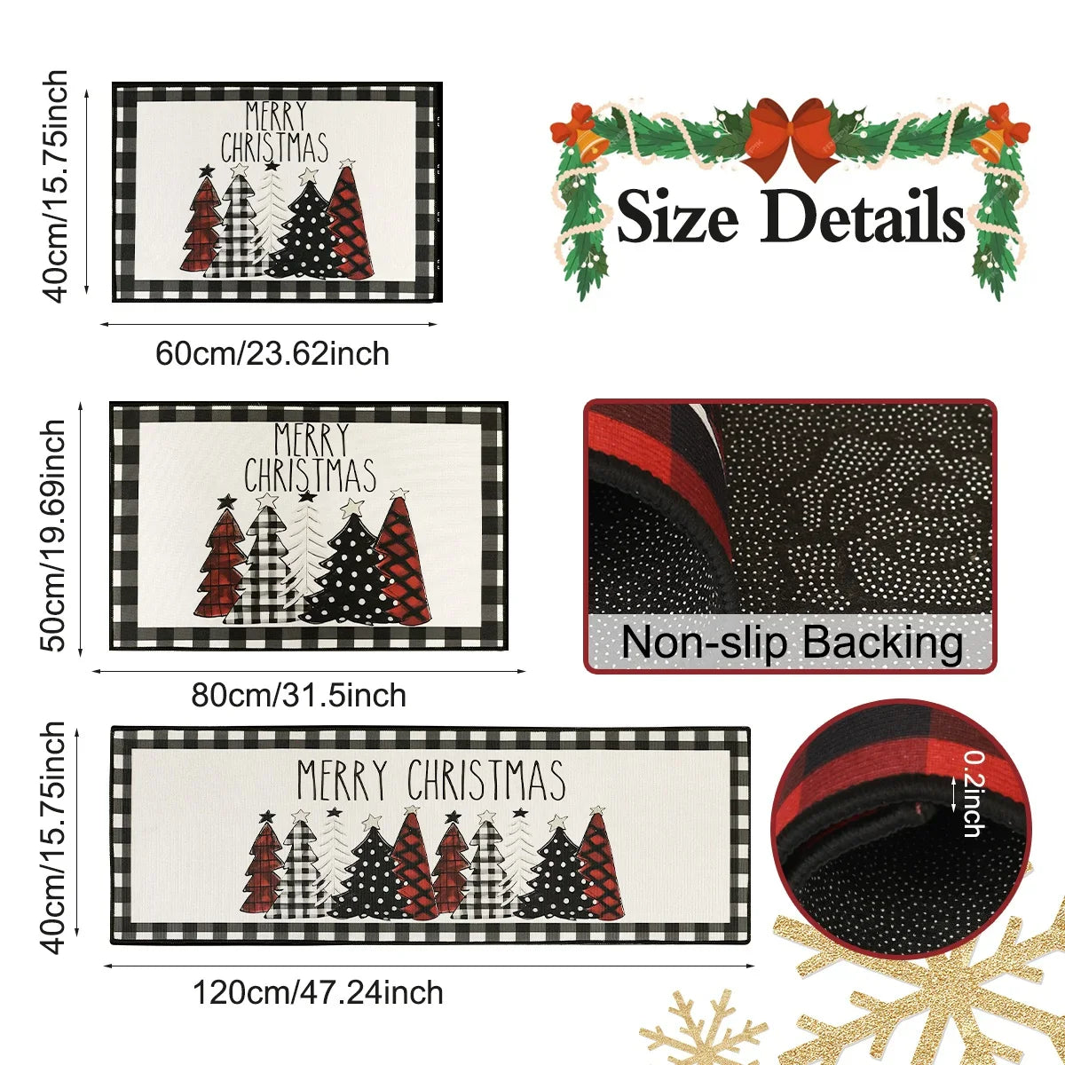 Kerstboom Vloermat Plaid Ontwerp Absorberend Antislip