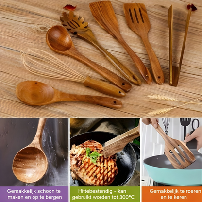 Houten Keukengerei Set 6-delige Kookgerei