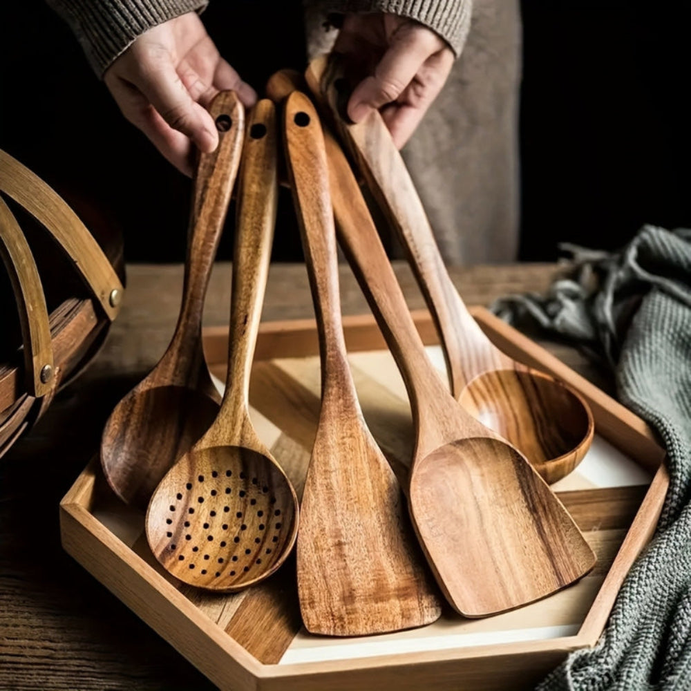 Houten Keukengerei Set Duurzaam voor Dagelijks Gebruik - Velinix