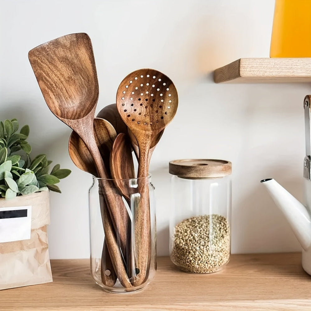 Houten Keukengerei Set Duurzaam voor Dagelijks Gebruik