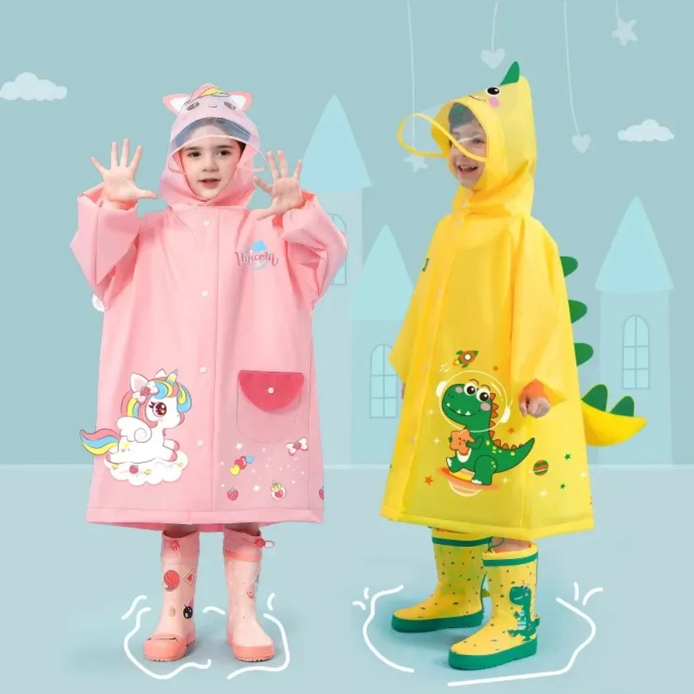 Kinderregenponcho Waterdicht Dinosaurus Eenhoorn Voor School - Velinix