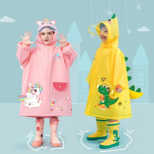 Kinderregenponcho Waterdicht Dinosaurus Eenhoorn Voor School - Velinix