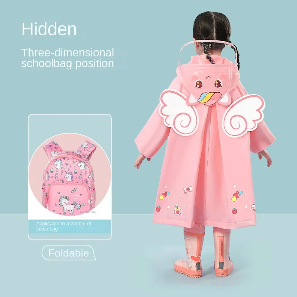 Kinderregenponcho Waterdicht Dinosaurus Eenhoorn Voor School