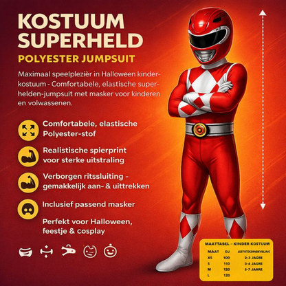 Kinder Superheld Kostuum Stretch Jumpsuit met Masker
