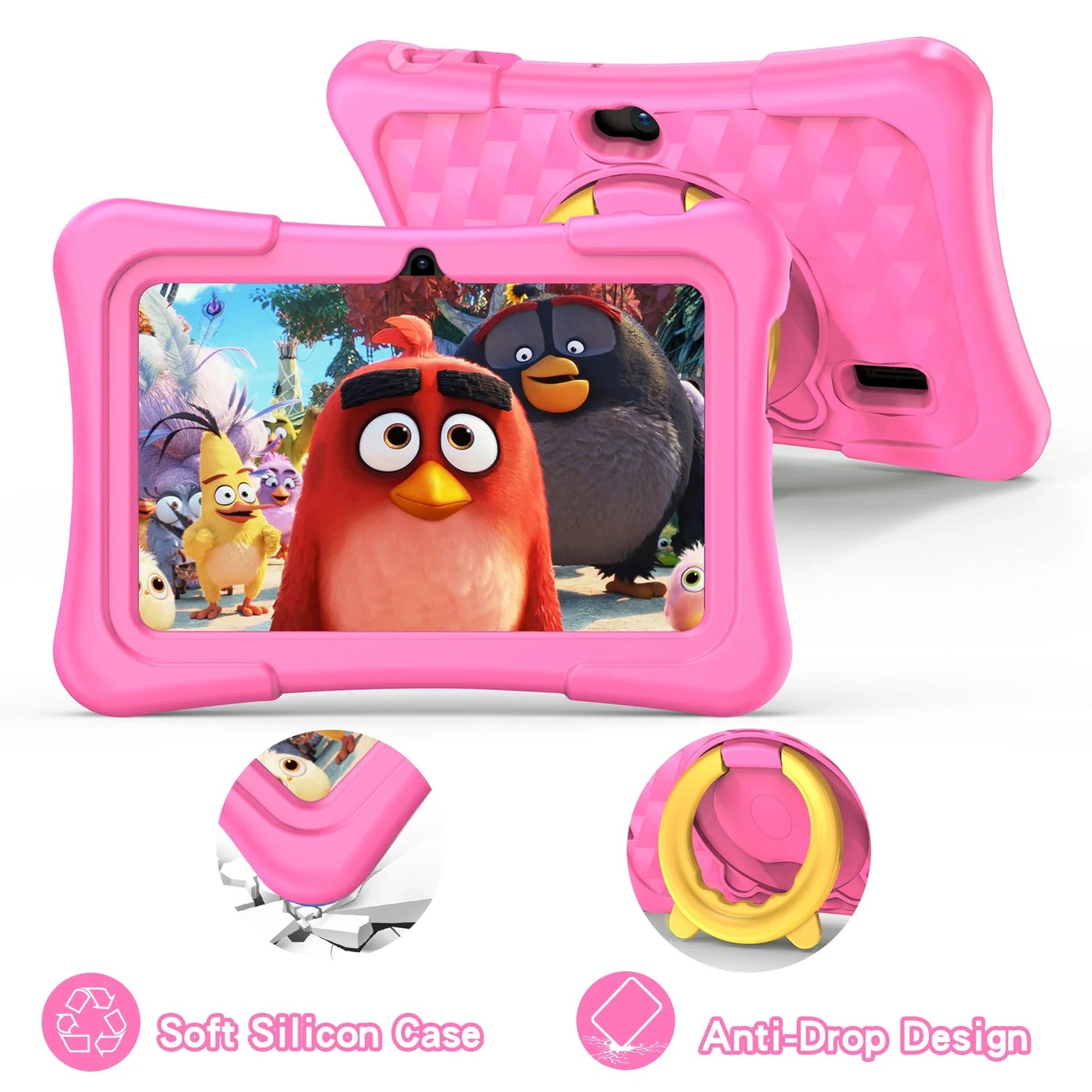 Kinder Tablet 7 inch Android 11, Schokbestendig met Dualcamera