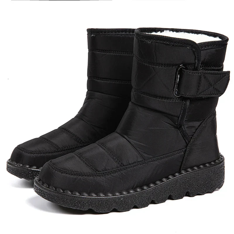 Dames Winterschoenen Waterdicht Zwart Bontgevoerd - Velinix