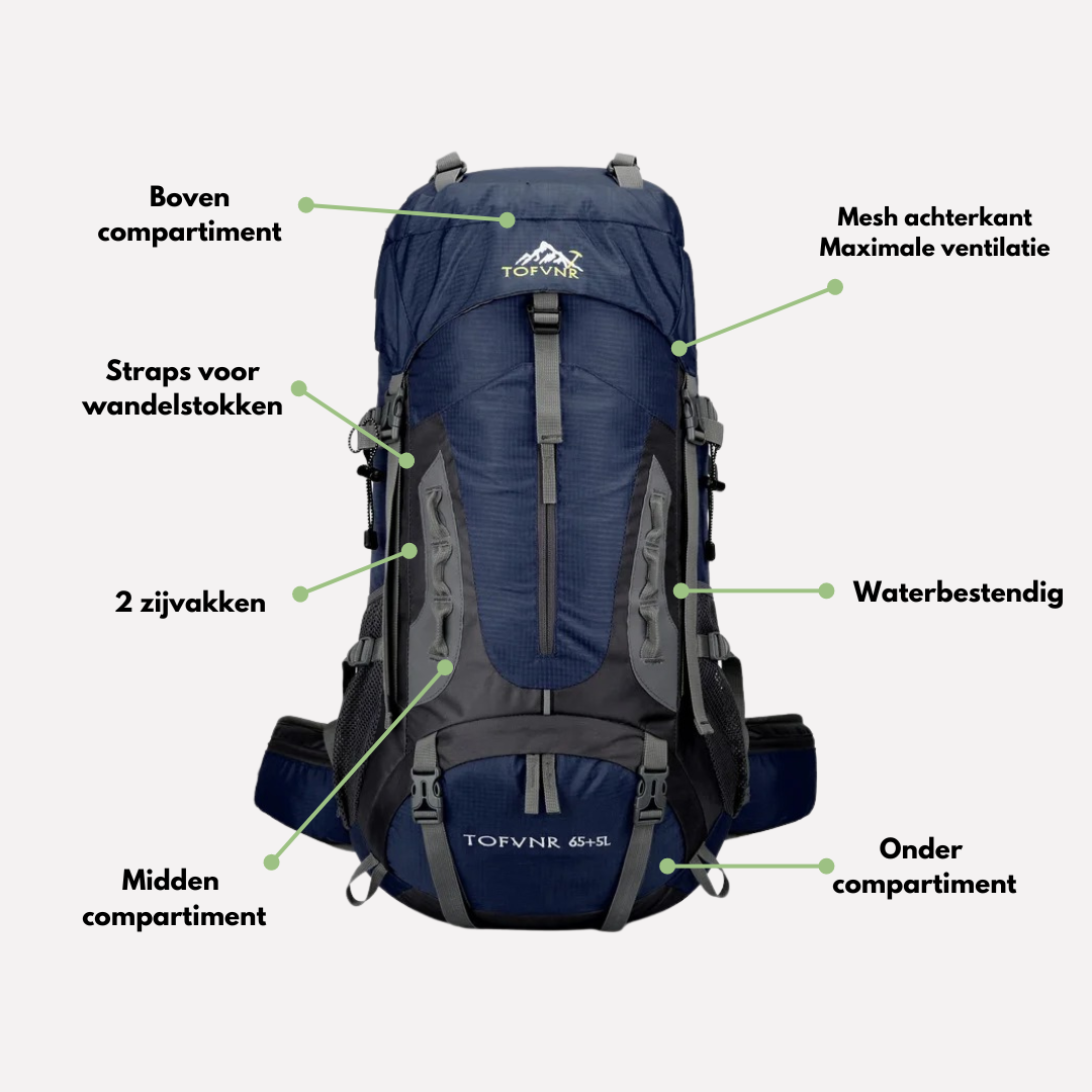 Waterdichte Rugzak 65L Adventure voor Outdoor Avonturen