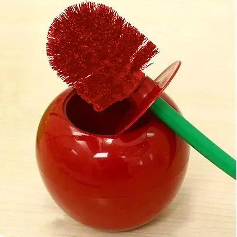 Kreativer WC-Bürstenhalter in Kirschform, rot, rutschfester Griff, effektive Reinigung 2