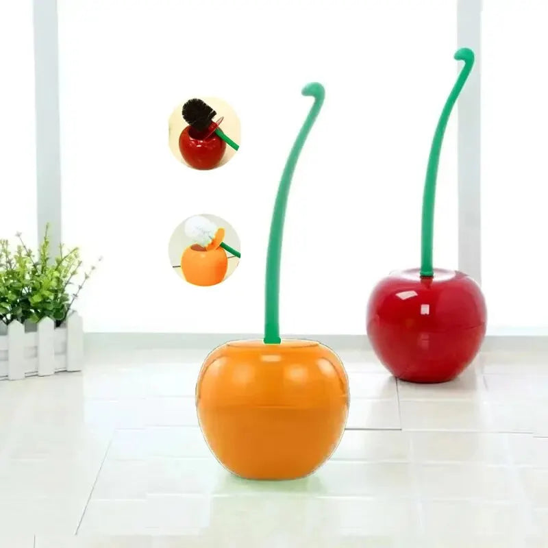 Kreativer WC-Bürstenhalter in Kirschform, rot, rutschfester Griff, effektive Reinigung 3