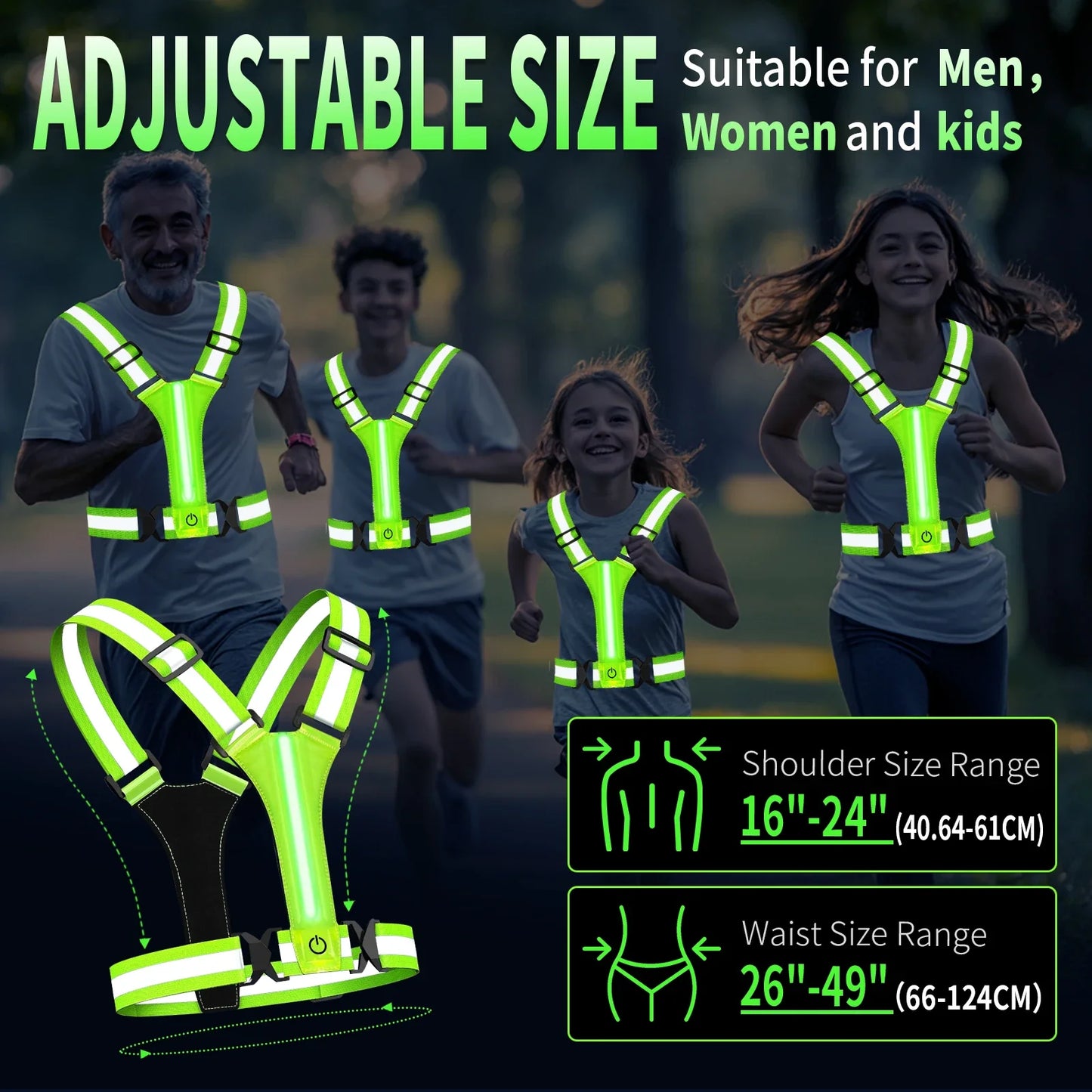 LED Hardloopvest Oplaadbaar Reflecterend Zichtbaarheid voor Avondrennen