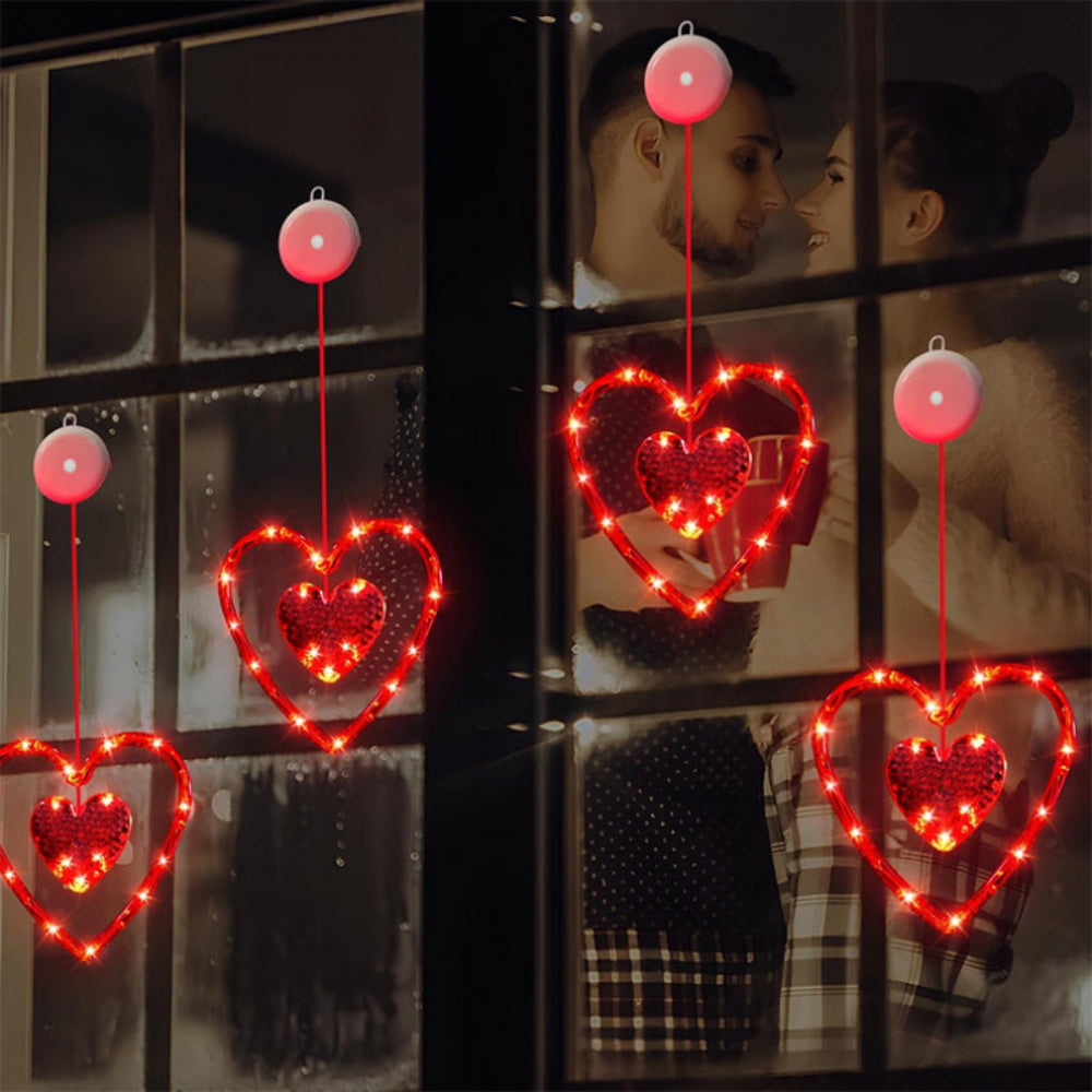 LED Hartvormig Lichtsnoer Valentijnsdecoratie Raamverlichting