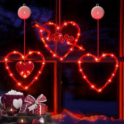 LED Hartvormig Lichtsnoer Valentijnsdecoratie Raamverlichting