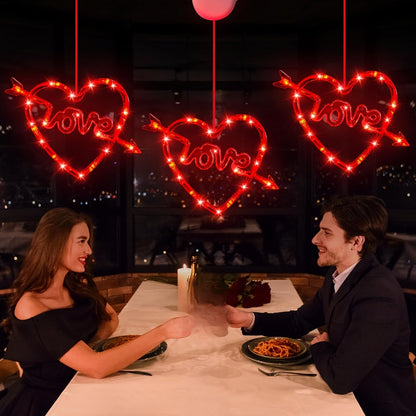 LED Hartvormig Lichtsnoer Valentijnsdecoratie Raamverlichting