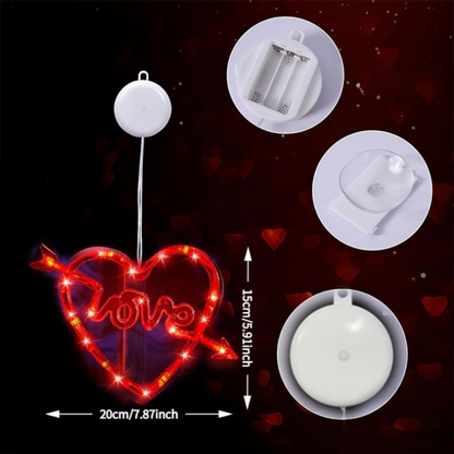 LED Hartvormig Lichtsnoer Valentijnsdecoratie Raamverlichting