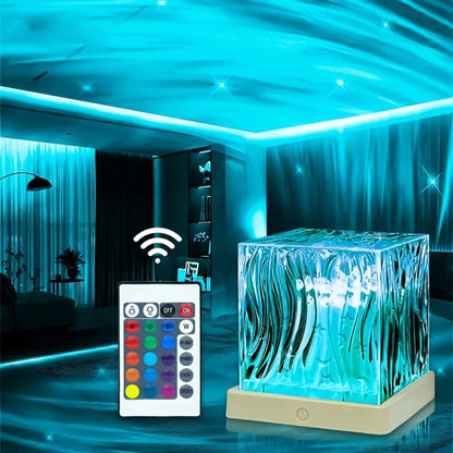 LED Tafellamp RGB Kristal met Watergolven Sfeer Verlichting - Velinix