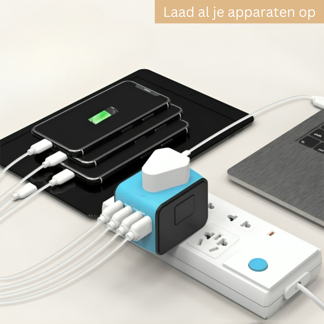Reisstekker Universeel met USB Oplaadstation