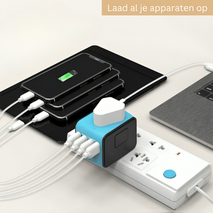 Reisstekker Universeel met USB Oplaadstation
