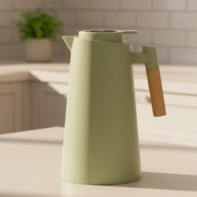 Thermoskan met Temperatuurdisplay en Houten Handvat