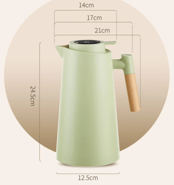 Thermoskan met Temperatuurdisplay en Houten Handvat