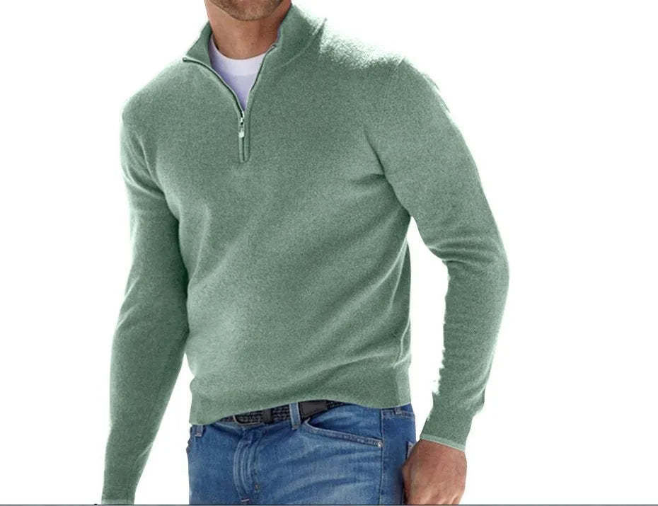 Lerra Belloni™ – Heren V-hals Trui met Halve-Rits