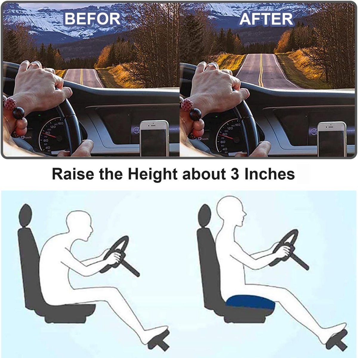 LiftSeat™ – Comfortabele Zitverhoger Auto met Memory Foam